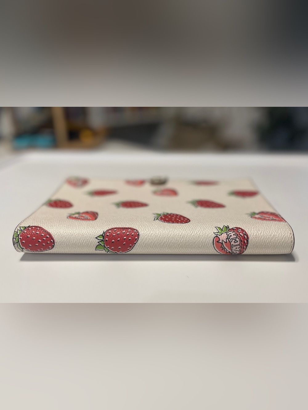 Coach Strawberry Leather Notebook Cover - Cream, Red & Green - Picture 6 of 6